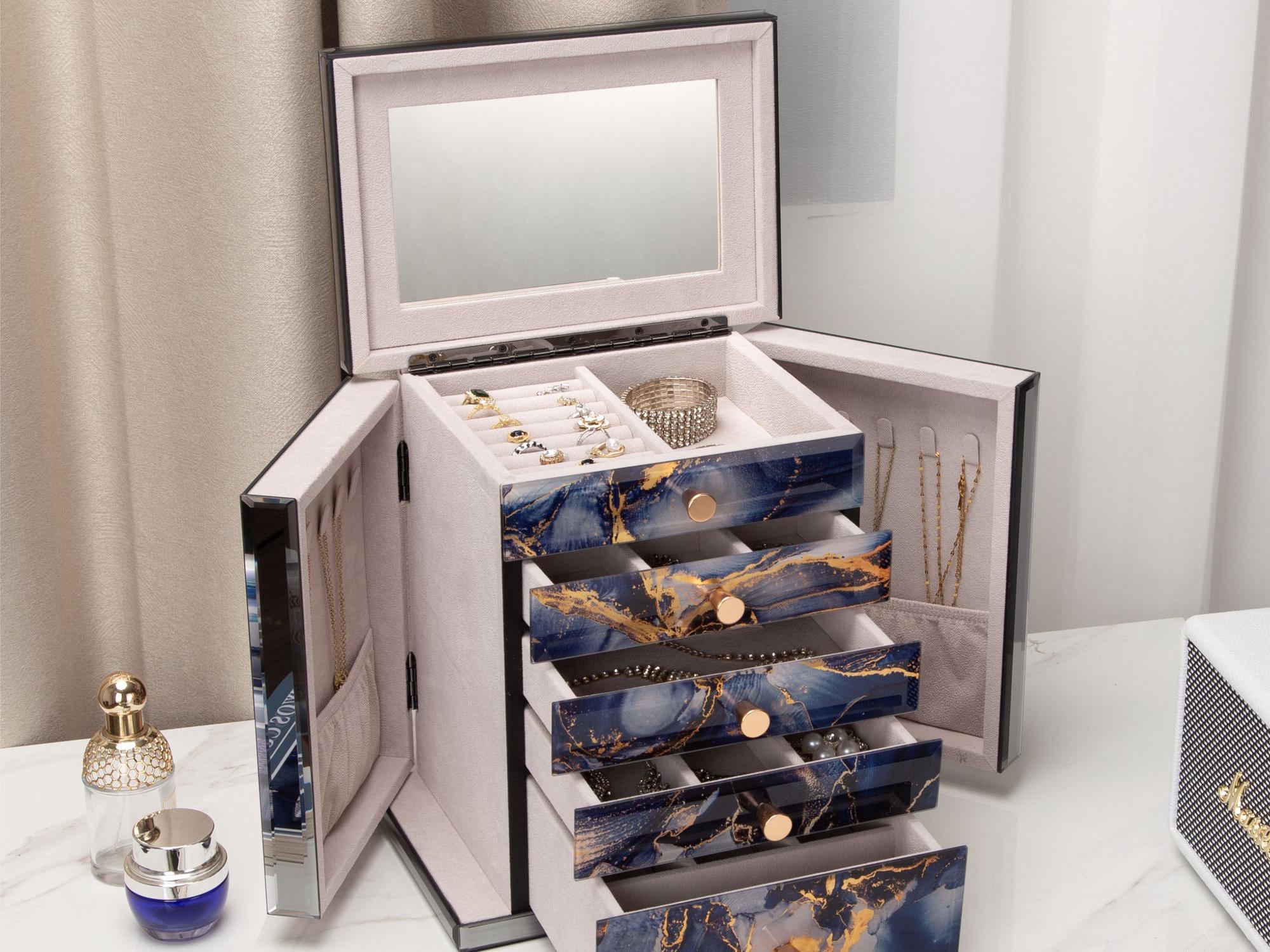 Glass Jewelry Armoire, Jewelry Box With Drawers, Wardrobe Jewellery Box