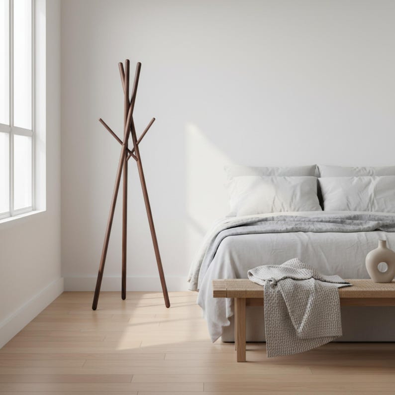 Red Dot Award Wooden Coat Rack, standing coat rack, modern coat rack, wooden clothes stand, entryway coat stand, minimalist coat rack image 10