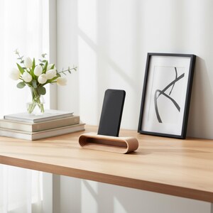Cell Phone Wood Stand, Natural Sound Amplifier, Personalized Cell Phone Holder, Desk Phone Stand, iPhone stand, Smartphone Stand image 2