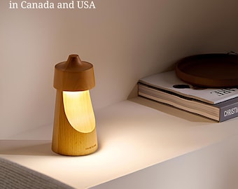 Wood LED Desk Lamp: Rechargeable Touch Table Lamp