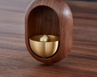 Door Bell Door Chime with Magnets, Solid Walnut