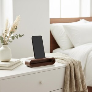 Cell Phone Wood Stand, Natural Sound Amplifier, Personalized Cell Phone Holder, Desk Phone Stand, iPhone stand, Smartphone Stand image 4