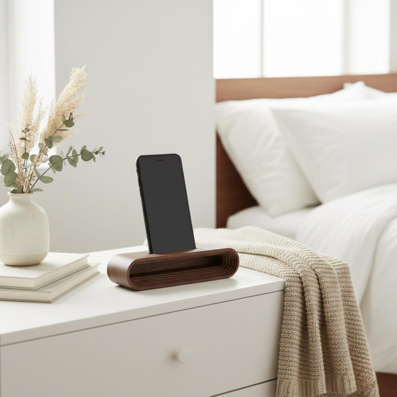 Cell Phone Wood Stand, Natural Sound Amplifier, Personalized Cell Phone Holder, Desk Phone Stand, iPhone stand, Smartphone Stand image 4