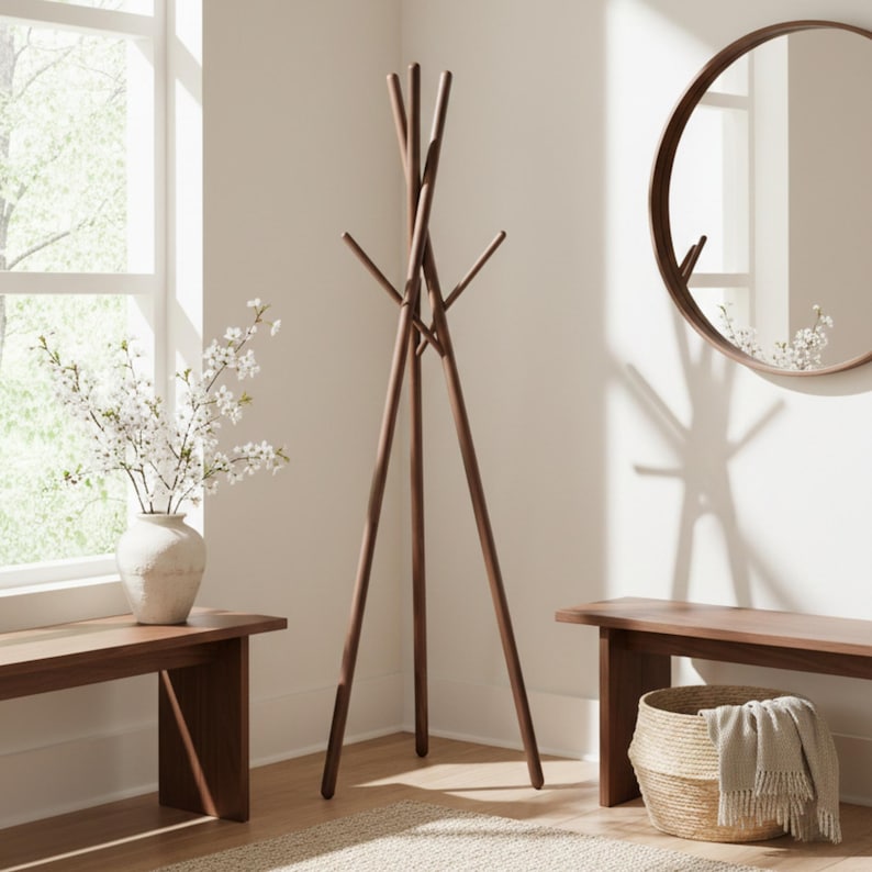 Perchero de madera galardonado con el premio Red Dot – Soporte moderno para ropa imagen 8