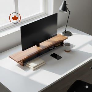 Ergonomic Wood Monitor Riser, Walnut Desk Organizer, Solid Wood Monitor Riser, Maple Wood, walnut riser, monitor stand wood image 14