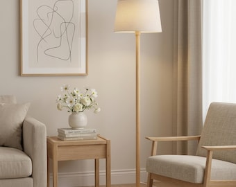 Modern Beech Wood Floor Lamp: Minimalist Scandinavian Lighting