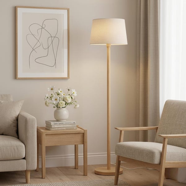Modern Beech Wood Floor Lamp: Minimalist Scandinavian Lighting