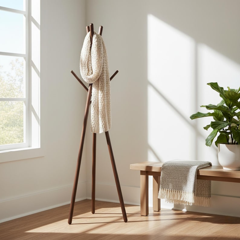 Perchero de madera galardonado con el premio Red Dot – Soporte moderno para ropa imagen 14