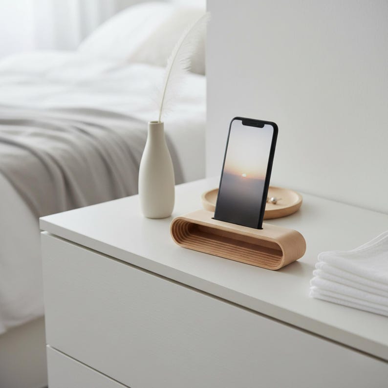 Cell Phone Wood Stand, Natural Sound Amplifier, Personalized Cell Phone Holder, Desk Phone Stand, iPhone stand, Smartphone Stand image 5