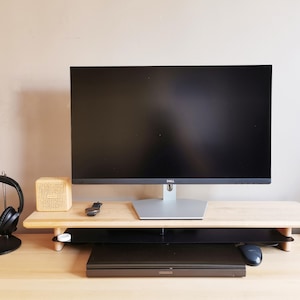 Monitor Stand, Monitor Riser, Laptop Riser, Wooden Dual Monitor Stand, Display Laptop Stand, Desk Organizer, Handcrafted Wooden Desk Shelf