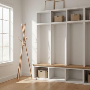Red Dot Award Wooden Coat Rack, standing coat rack, modern coat rack, wooden clothes stand, entryway coat stand, minimalist coat rack image 15