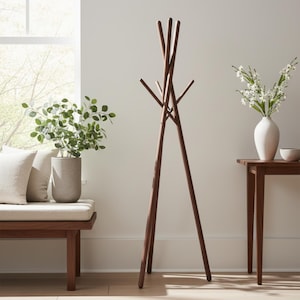 Red Dot Award Wooden Coat Rack, standing coat rack, modern coat rack, wooden clothes stand, entryway coat stand, minimalist coat rack image 4