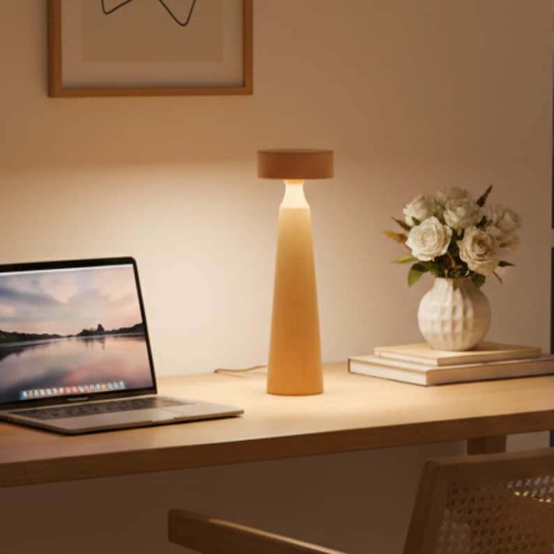 Solid Beech Wood LED Table Lamp, desk lamp, Small Bedside Lamp, Table Lamp Desk Lamp, handmade table lamp, Decorative Lamp Bild 6