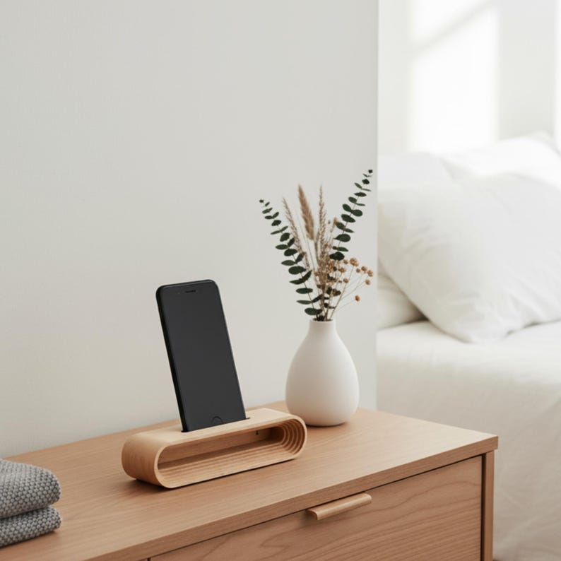 Cell Phone Wood Stand, Natural Sound Amplifier, Personalized Cell Phone Holder, Desk Phone Stand, iPhone stand, Smartphone Stand One Unit Beech