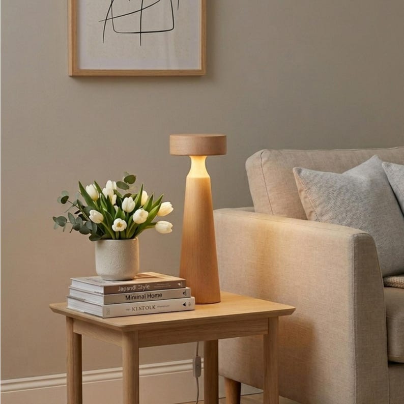 Solid Beech Wood LED Table Lamp, desk lamp, Small Bedside Lamp, Table Lamp Desk Lamp, handmade table lamp, Decorative Lamp Bild 8