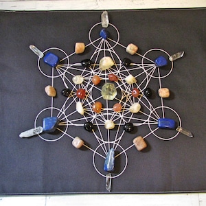Crystal Grid. Metatron&#39;s Cube, Sacred Geometry, Healing Crystal Grid Mat, Tarot Cloth, Cotton Fabric, for Meditation, & Manifestation