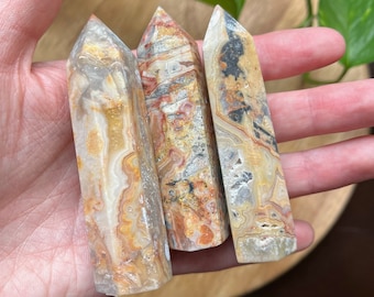 Crazy Lace Agate Tower, 3" Crazy Lace Agate Obelisks, Happy Lace
