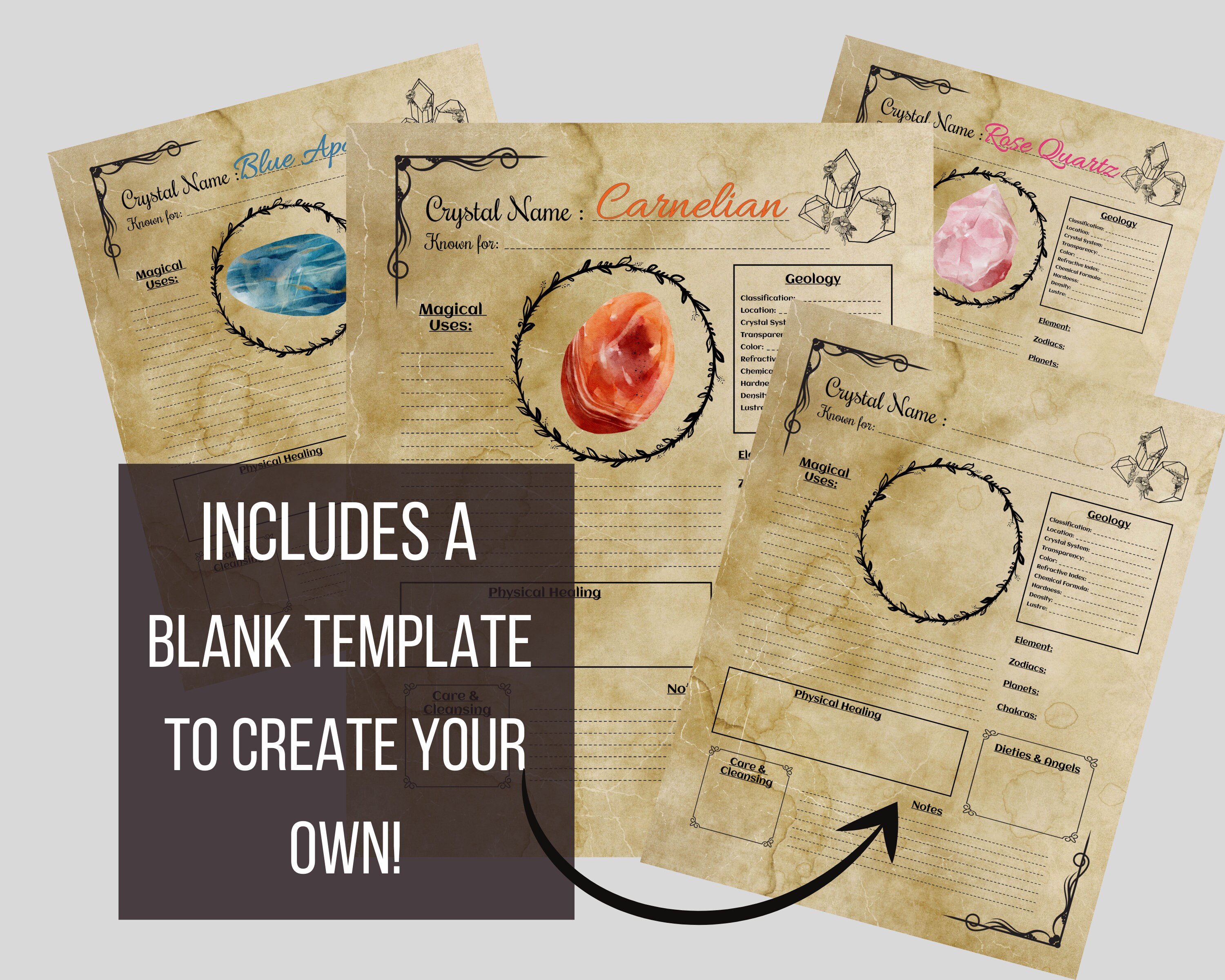 Digital Download. Crystal Collectors Template Page PDF. - Etsy
