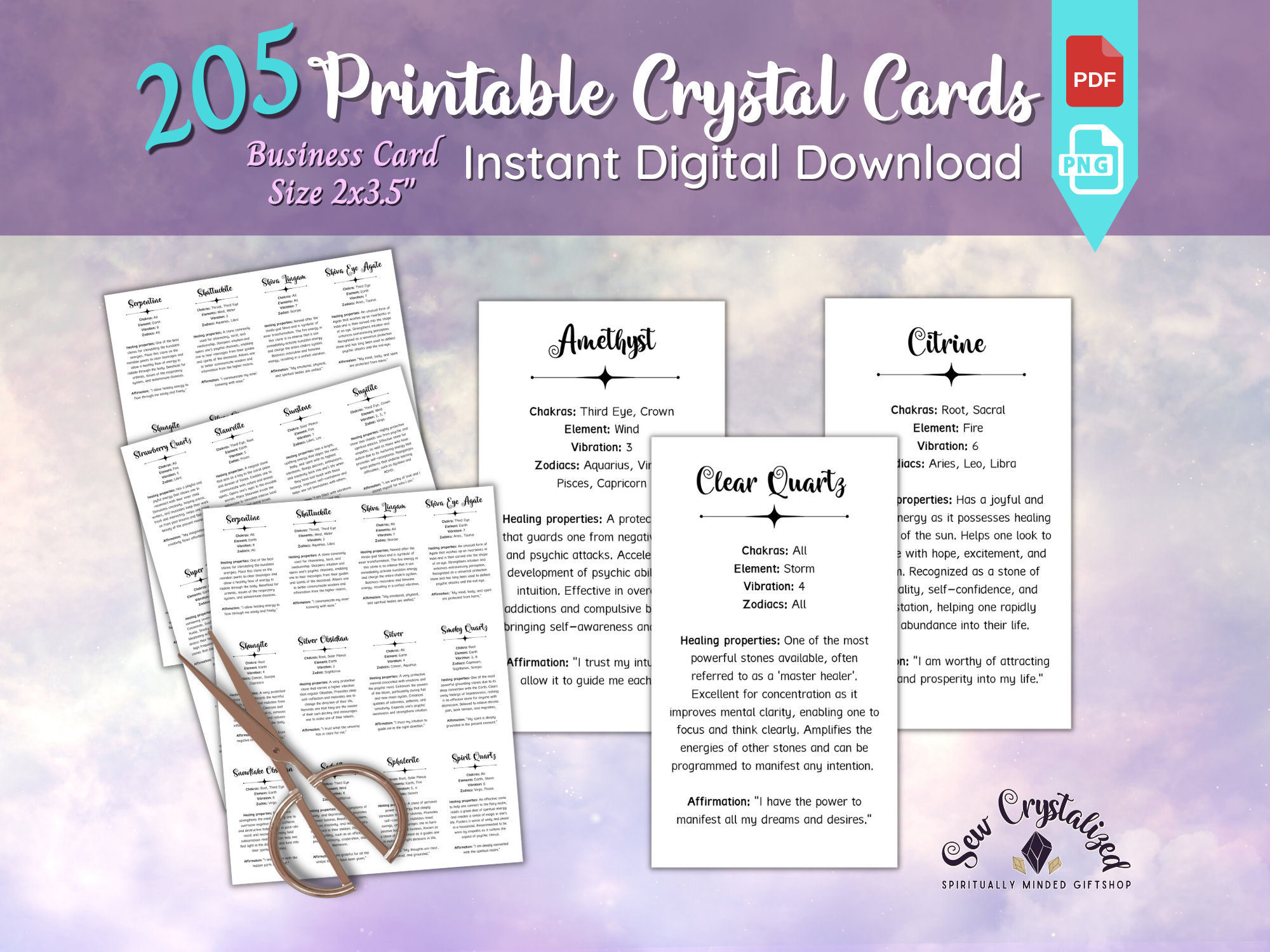 Descriptions imprimables des cartes Crystal