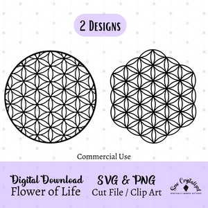 Flor da vida SVG, geometria sagrada PNG, arquivo de corte de flor da vida com e sem círculo, clipart de flor da vida, vetor de flor da vida