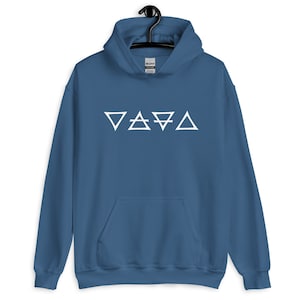 The Four Elements Hoodie, Water, Air, Earth, Fire, Alchemy Hoodie,  Alchemy Pullover Sweatshirt, Fall/Winter Hoodie with 4 Element Symbols