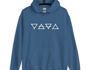 The Four Elements Hoodie, Water, Air, Earth, Fire, Alchemy Hoodie,  Alchemy Pullover Sweatshirt, Fall/Winter Hoodie with 4 Element Symbols