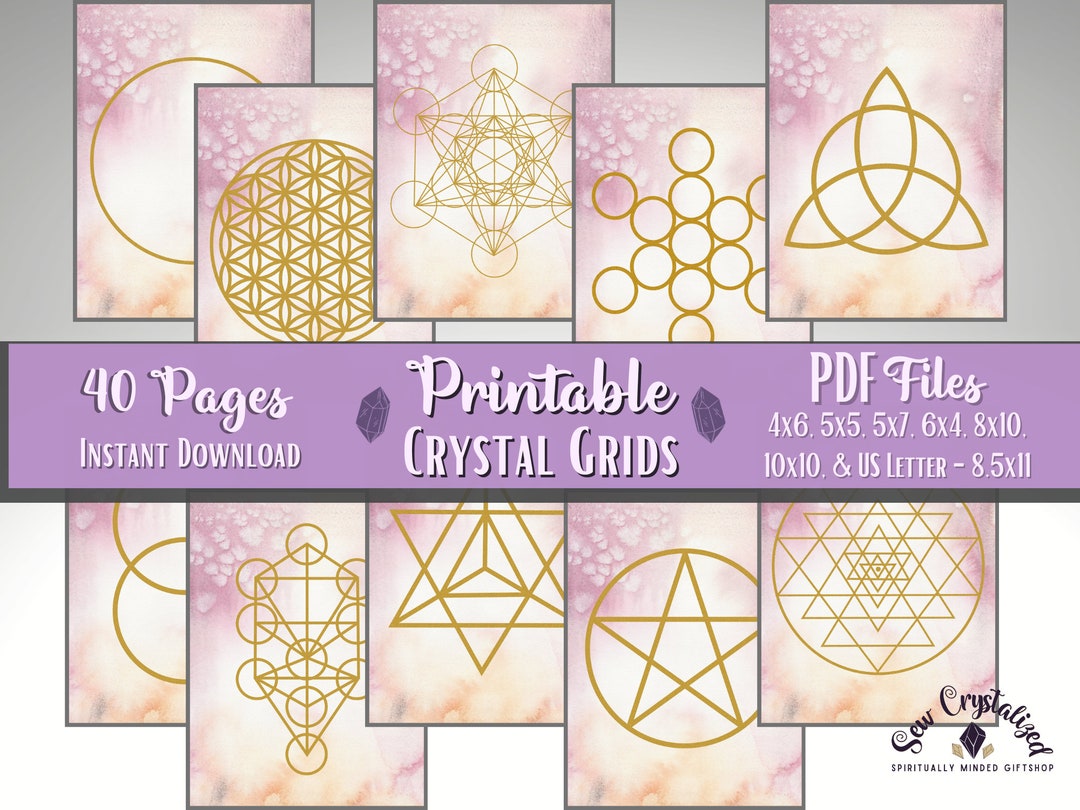 Gold Crystal Grids Templates in Sacred Geometry, Crystal/gemstone ...