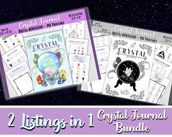 Crystal Journal, Digital Crystal Journal, Healing Crystal Journal, Grimoire Crystal Guide, Digital Grimoire Crystal Pages, Book of Shadows