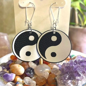 Yin Yang Faux Leather Earrings.