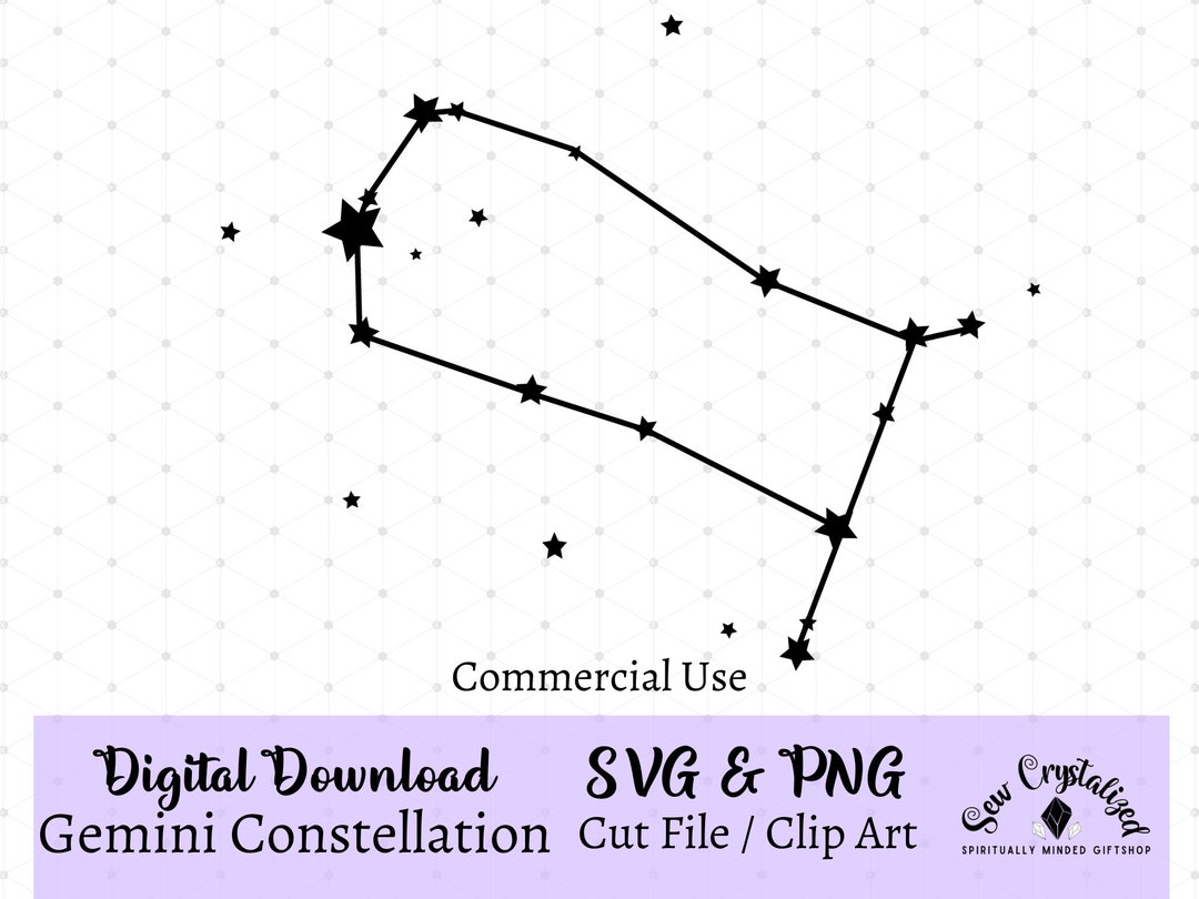 Gemini Constellation SVG Cut File, Gemini Zodiac Constellation Clip Art