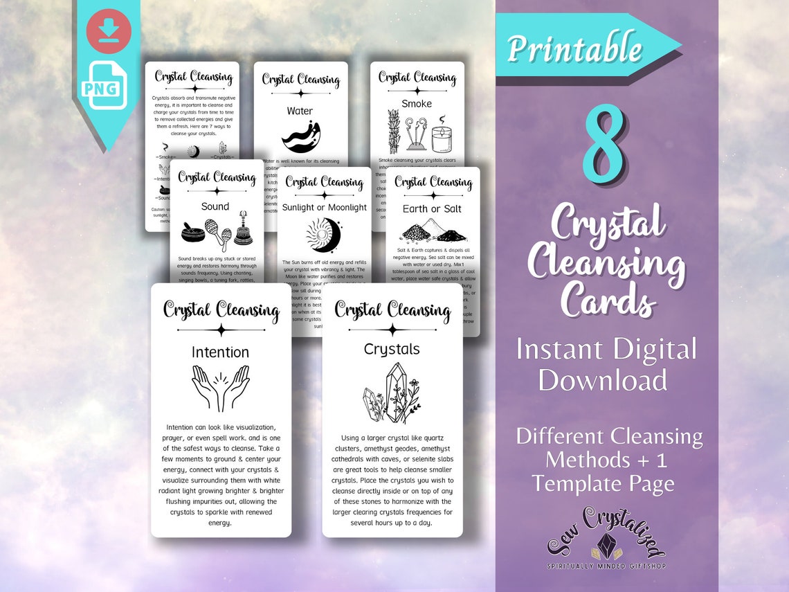 Cleanse Card Printable Crystal Cleansing Card Descriptions - Etsy