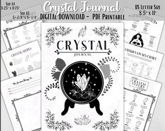 Crystal Journal, Digital Crystal Journal, Healing Crystal Journal, Grimoire Crystal Guide, Digital Grimoire Crystal Pages, Book of Shadows