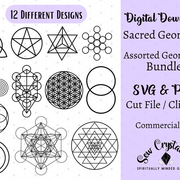 Sacred Geometry SVG, Sacred Geometric PNG, Assorted Geometry Clip Art, Sacred Geometry Cut Files, Sacred Geometry Bundle for Cricut