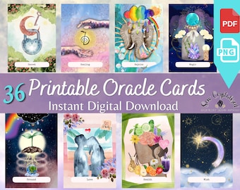 Digital Download, Oracle Cards, 36 Intuitive Messages, Printable Deck, Create your own Oracle deck at home, use for journaling.
