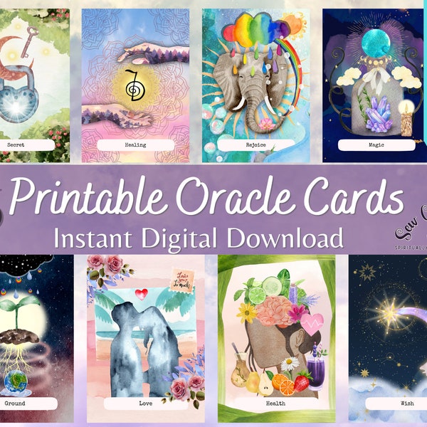 Digital Download, Oracle Cards, 36 Intuitive Messages, Printable Deck, Create your own Oracle deck at home, use for journaling.
