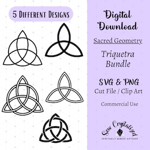 Triquetra SVG, Celtic Knot Bundle, Sacred Geometry SVG, Holy Trinity PNG, Clipart, Triquetra Design, Cricut Cut File, Laser Cut File