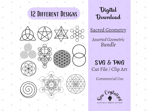 Sacred Geometry SVG, Sacred Geometric PNG, Assorted Geometry Clip Art, Sacred Geometry Cut Files, Sacred Geometry Bundle for Cricut