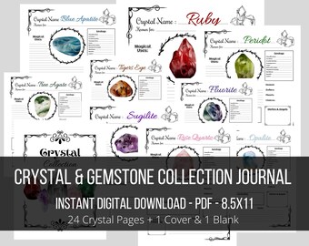Digital Download. Crystal Collector Journal Pages PDF. Grimoire Pages. Book of Shadows Pages for Crystal Magic. Crystal Witch. Templates