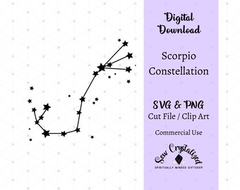 Scorpio Constellation SVG Cut File, Scorpio Zodiac Constellation Clip Art, Scorpio Constellation PNG, Scorpio Constellation Vector