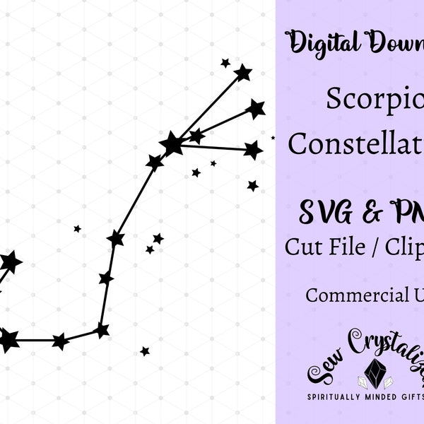 Scorpio Constellation SVG Cut File, Scorpio Zodiac Constellation Clip Art, Scorpio Constellation PNG, Scorpio Constellation Vector