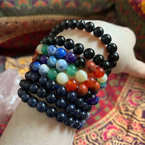 Natural Gemstone Beaded Bracelets, Chakra Stone Bracelets, 8mm crystal bead bracelets