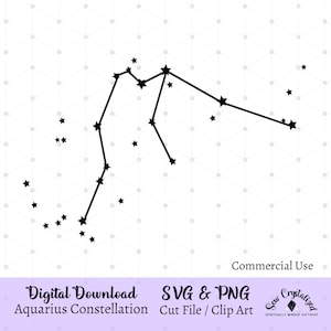 Constellation du Verseau SVG coupe fichier, clipart constellation du zodiaque Verseau, Constellation du Verseau PNG, vecteur de la Constellation du Verseau