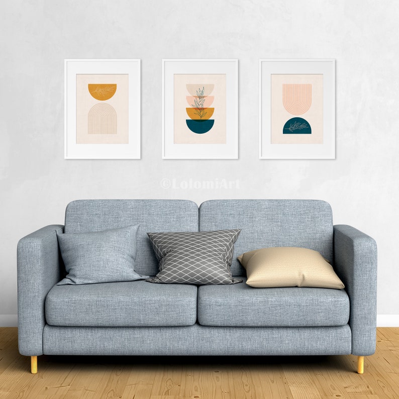 Mid Century Modern Wall Art Gallery Print Set of 3 Bedroom Etsy