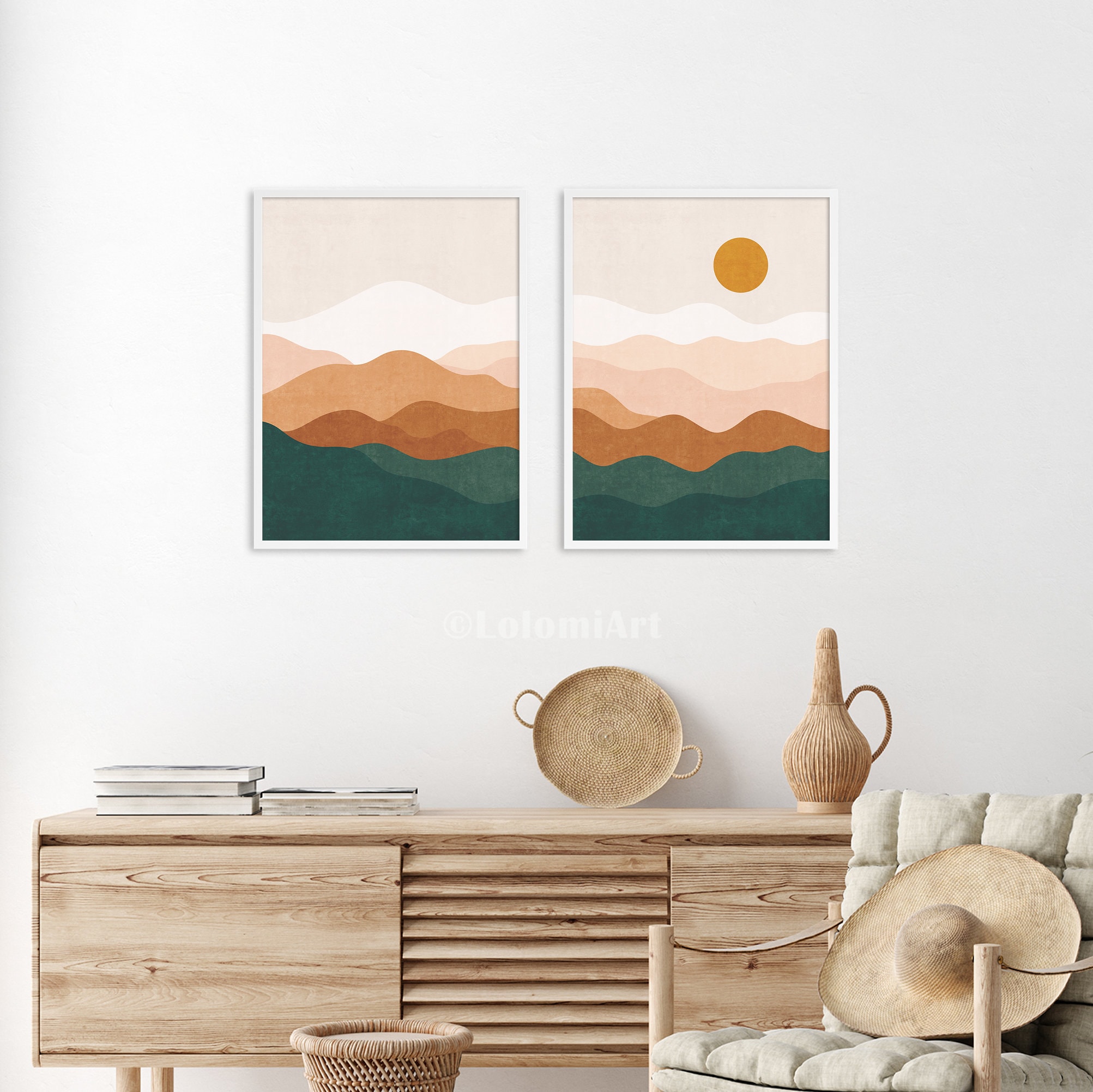 Boho Wall Art Set of 2 Prints Boho Printable Wall Art | Etsy