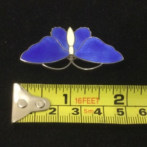 Aksel Holmsen Norway Enamel Blue Butterfly Brooch image 5