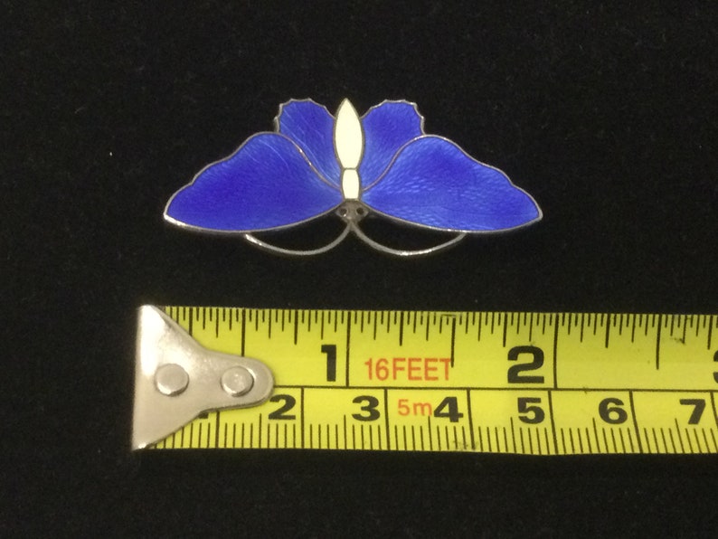 Aksel Holmsen Norway Enamel Blue Butterfly Brooch image 5