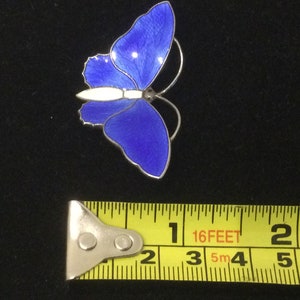 Aksel Holmsen Norway Enamel Blue Butterfly Brooch image 6