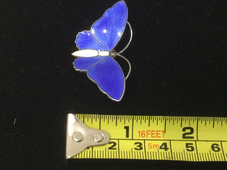 Aksel Holmsen Norway Enamel Blue Butterfly Brooch image 6