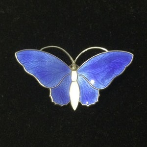 Aksel Holmsen Norway Enamel Blue Butterfly Brooch image 1