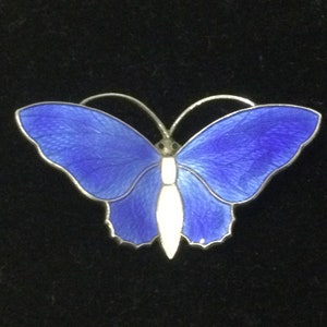 Aksel Holmsen Norway Enamel Blue Butterfly Brooch image 2